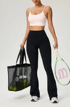 TRY TO BN Yoga Pants Pocket Back Flare Leggings Sports Fitness High Waisted Scrunch Leggings Workout Trousers Gym Woman Clothing