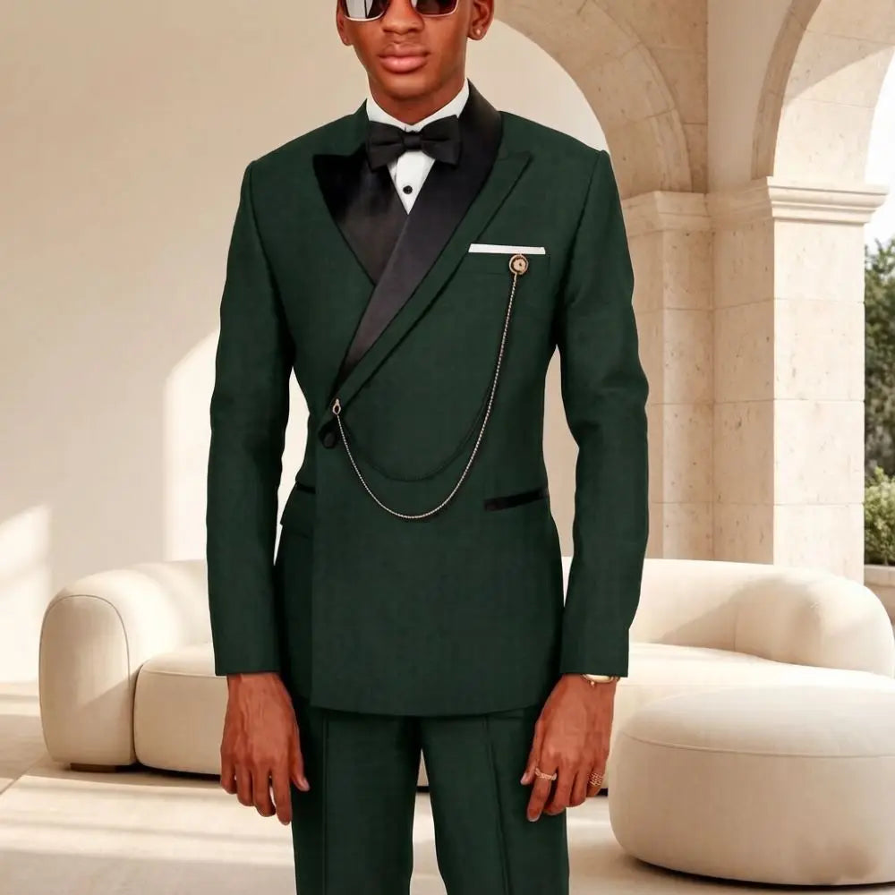 Slim Fit Suits for Men 2 Pieces Formal Wedding Suits Mix Match Elegant Asymmetric Shawl Collar Embellished Separates Prom Wear