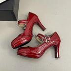 Thin High Heel Women Mary Jane Shoes Concise Shallow Belt Buckle Shoes Spring Autumn Ladies Elegant Wedding Dancing Pumps