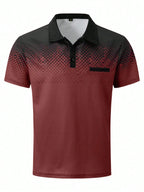 The 2025 summer new men's short-sleeved POLO shirt features a casual and fashionable 3D black dot pattern print
