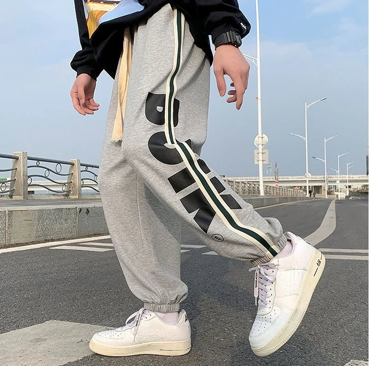 Trousers Hip-hop Wide Leg Sweatpants For Men Summer Stylish Training Cotton Loose Elastic Y2k Casual Baggy Male Sweat Pants L