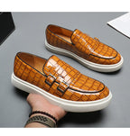 New Black Sneakers Men Vulcanize Shoes Yellow Crocodile Pattern Slip-On Size 38-46 Zapatos De Hombre Men Shoes