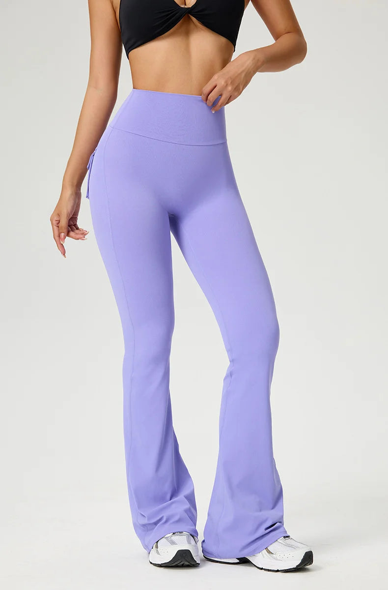 TRY TO BN Yoga Pants Pocket Back Flare Leggings Sports Fitness High Waisted Scrunch Leggings Workout Trousers Gym Woman Clothing