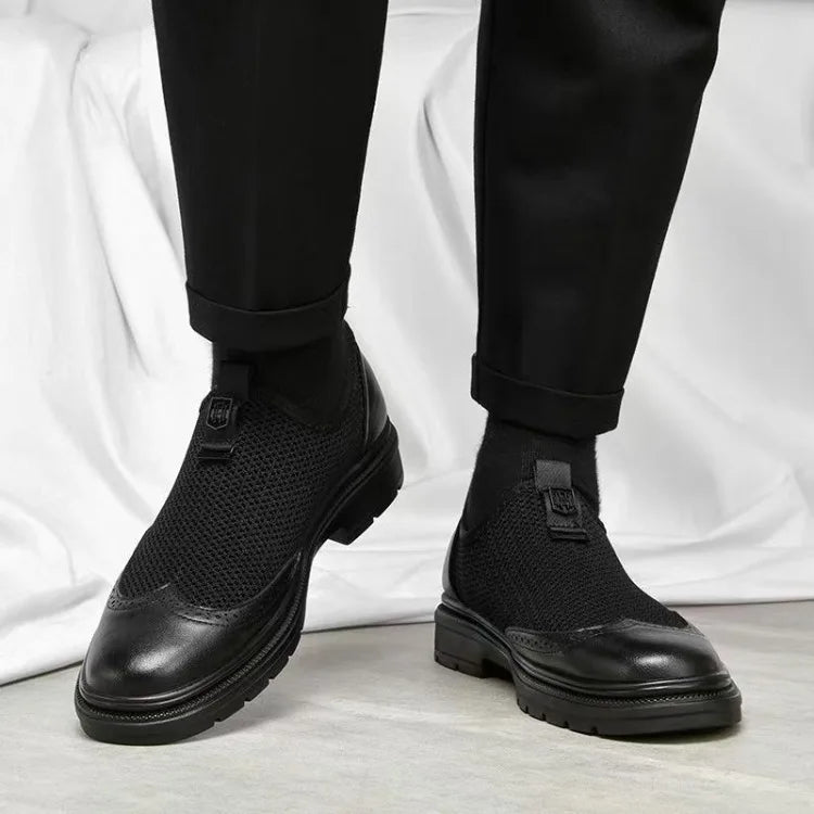 2026 New Men's Soft Leather Shoes Sandals Business British Style Groom Wedding Suit Perforated Breathable Anti-Slip