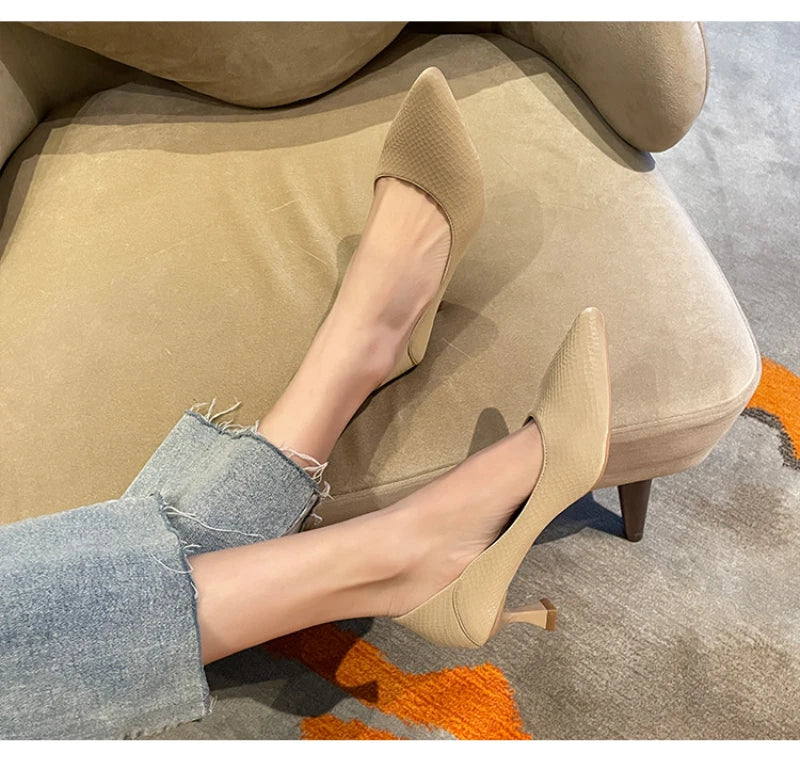 Beige Pointed Toe Kitten Heel Pumps Slip On Dress Shoes Comfortable Non Slip For Business Office Wedding Party Daily Wear  New