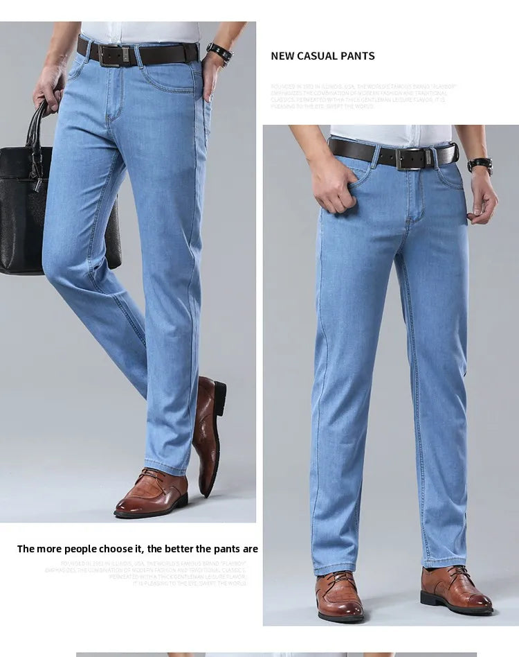 2026  New In Summer Thin Jeans Men's Loose Lightweight High Quality Straight Trendy Versatile Long Pants