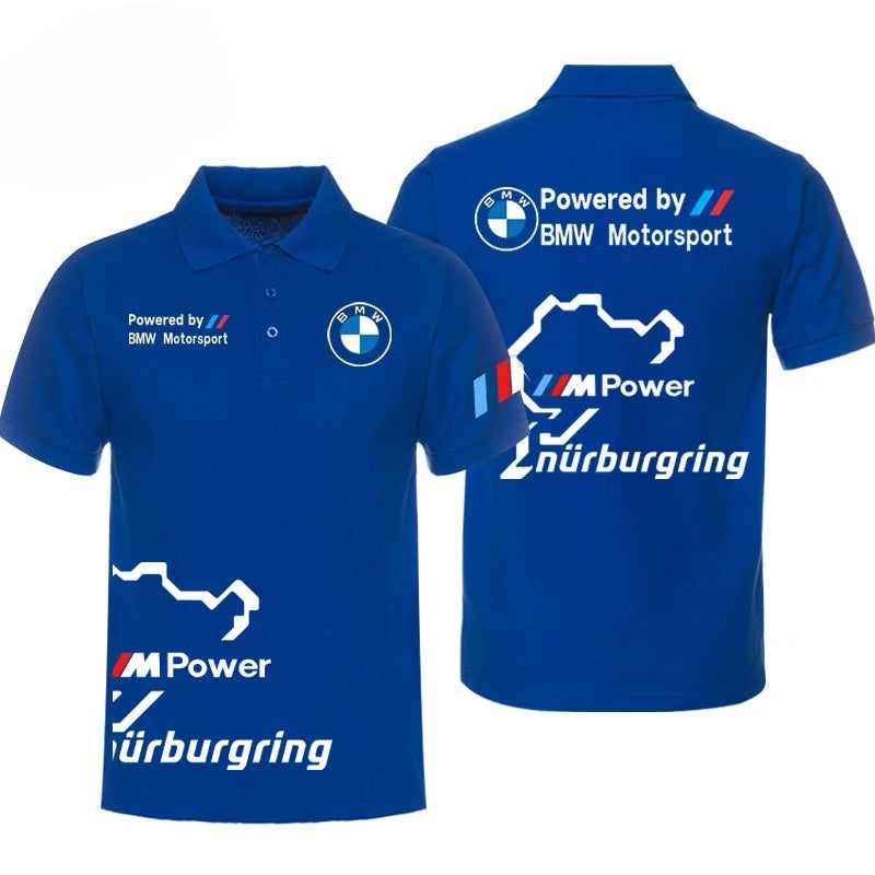 BMW Men's 2025 New Lapel Short Sleeve T-Shirt BMW Modified Car Culture Car Lovers Printed Men's and Women's Same Polo Shirt Top