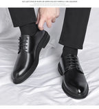 Mens Black Leather Shoes Autumn British Style Formal Business Footwear Low Top Commute Style Dress Shoes For Suits