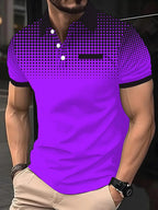 Summer men's Lapel short-sleeved T-shirt, Contrasting Polka Dot Shirt Polo Sport Golf Business Thin Polo
