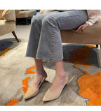 Beige Pointed Toe Kitten Heel Pumps Slip On Dress Shoes Comfortable Non Slip For Business Office Wedding Party Daily Wear  New