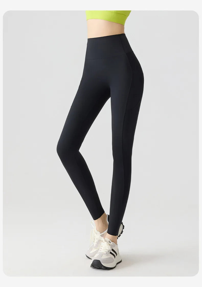 Women's Pockets Yoga Pants Cloud Touch Ice Silk Shark Leggings High Waist Tummy Control Butt Lifting Sports Leggings  Running