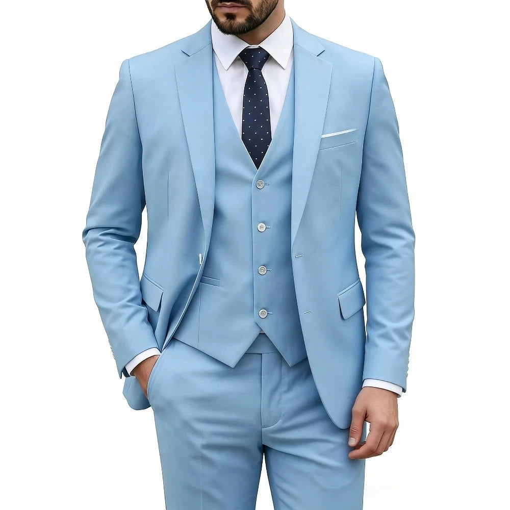 Men Suits For Wedding 3 Pieces 2 Set Elegant Slim Fit Jackets Pants Blazers Formal Outfit Fashion Business Classic 2026 Costume