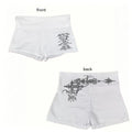 Women Y2K White High Waist Biker Shorts Front Letter Print Back Gothic Cross Stretch Skinny Summer Street Workout Mini Bottoms