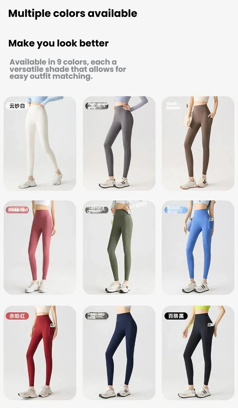 Women's Pockets Yoga Pants Cloud Touch Ice Silk Shark Leggings High Waist Tummy Control Butt Lifting Sports Leggings  Running