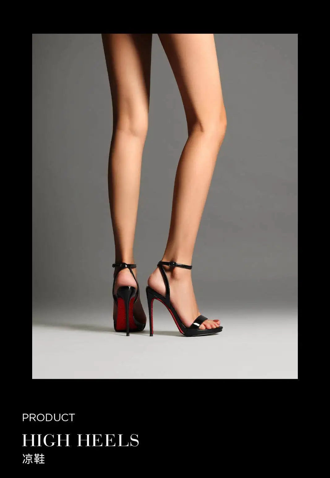 2026 new black patent leather rhinestone open toe sandals with slim heels and a straight ribbon for parties,high heels for women