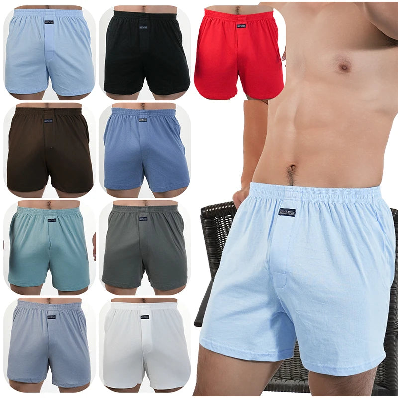 1PC Big Underpants Solid Pajama Bottoms At Home Plus Size Boxers Brief For Men High Waist Allo Pants Cotton Slacks Sleep Bottoms