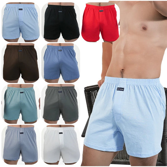 1PC Big Underpants Solid Pajama Bottoms At Home Plus Size Boxers Brief For Men High Waist Allo Pants Cotton Slacks Sleep Bottoms