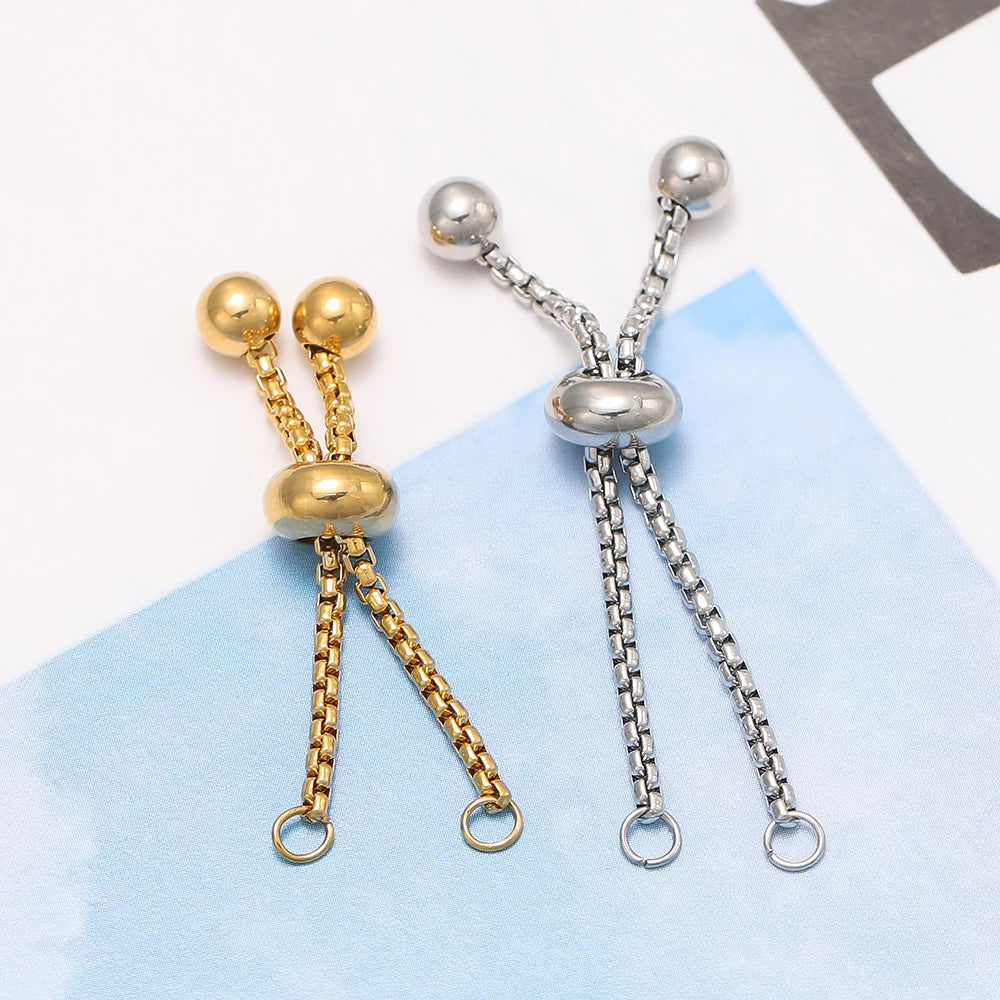 3pcs/lot 304 Stainless Steel Adjustable Slider Chains with Ball Ends for DIY Bracelet Pendants Jewelry Making Extender Chain