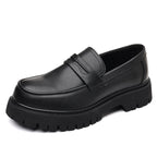 Black Platform Loafers Slip On Chunky Sole Casual Dress Shoes Comfortable Fashion Footwear For All Match For Daily Wear Office