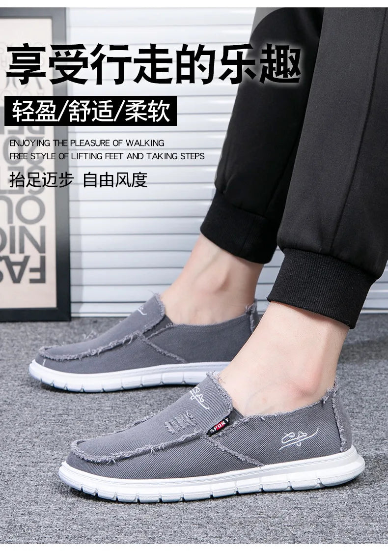 Men's Washed Fabric Casual Shoes Anti Slip and Wear-resistant Driving Shoes Canvas Shoes