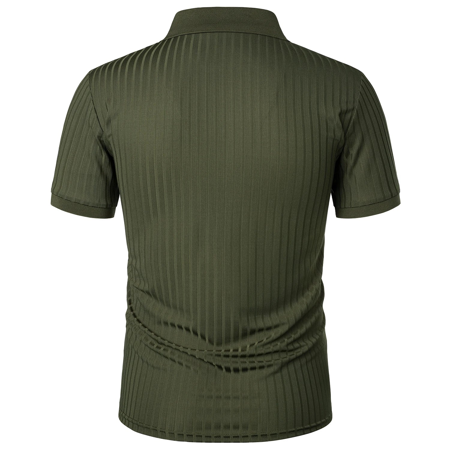 Men's running sports fitness wear summer high stretch vertical short-sleeved POLO shirt slim knit base shirt