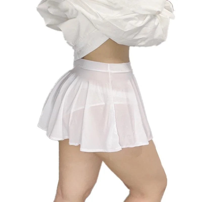 NEWJOINFUN Korean Japan Girls Style Fashion Pleated Mini Skirts XL High Waist Black White A Line Short Skirt for Women Christmas