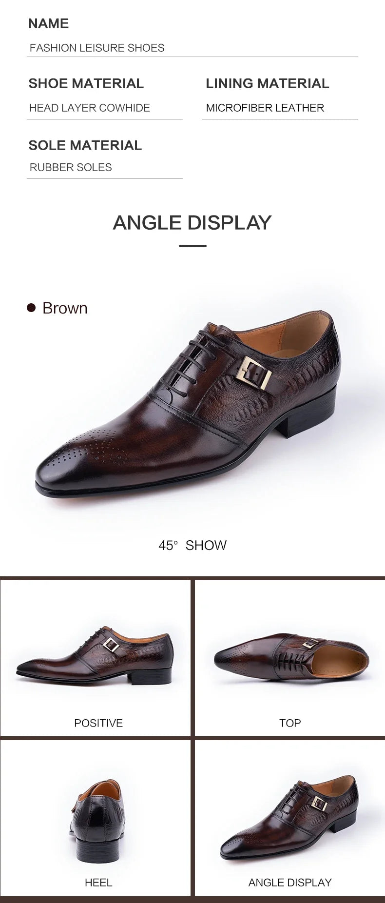 Male Genuine Leather Social Shoe Oxford Elegant Man Dress Shoes Hand Lace-up Pointed Party Wedding Shoes Black Coffee Shoes