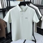 men's summer short sleeved sports polo shirt letter printed breathable t-shirt with air holes casual fashionable men's clothing