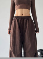 Y2k Hiking Straight Wide Pants Men Streetwear Cargo Paratrooper Pants Casual Brown Quick Dry Pocket Summer Travel Sport Trousers