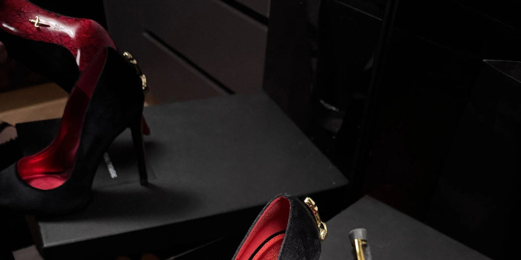 Red Bottom Metal Wand Sexy Sword Pointed Toe Thin Heel Evening Single High Heel Printed Bottom Comfortable Wear Ultra High Heels