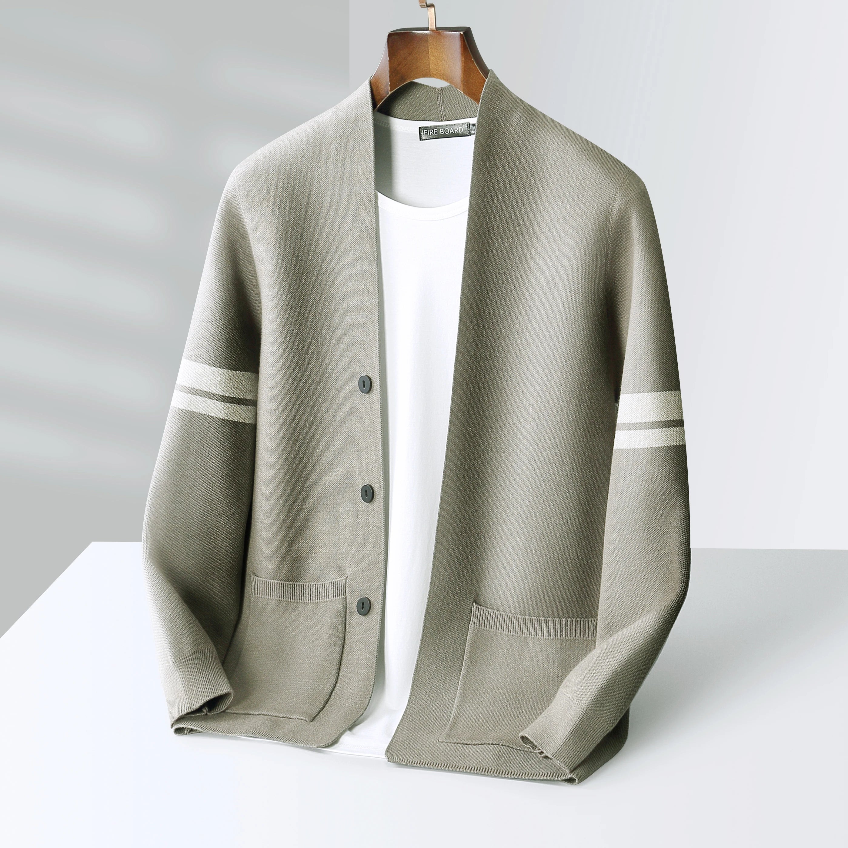 Autumn And Winter New Casual Wool Knit Cardigan Men's Fashion V-Neck Solid Color Shirt Loose Sweater Coat