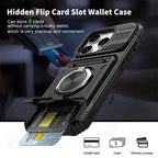 Military Quality Case for iPhone 11 13 14 15 16 Pro Max Magnetic Rotated Ring Kickstand Heavy Duty Drop Protection Wallet Cover