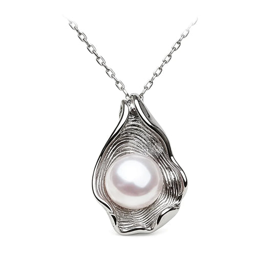 White Natural Fresh water Pearl Pendant Women,Cute Original 925 Silver Pearl Pendant Mother Wife Birthday Gift Black