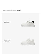2026 Summer Men's White Platform Sneakers Leather Casual Shoes Thick Sole Streetwear Trendy Footwear
