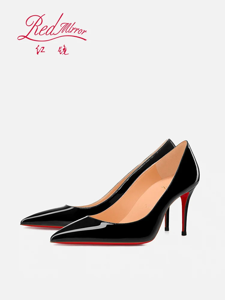 Black Women's Elegant High Heels Red Shiny Bottoms Luxury Brand Women Heels 2025 Trend Pointed Toe Sexy Party Pumps Shoes Women
