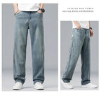 2026 New Summer Ultra-thin Lyocell Men's Jeans Drape Soft Fabric Loose Straight Casual Denim Pant Elastic Ice Silk Male Trousers