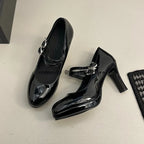 Thin High Heel Women Mary Jane Shoes Concise Shallow Belt Buckle Shoes Spring Autumn Ladies Elegant Wedding Dancing Pumps