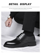 Mens Black Leather Shoes Autumn British Style Formal Business Footwear Low Top Commute Style Dress Shoes For Suits