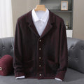 New Mink Wool Cardigan Men's Padded Sweater Coat Business Casual Knitted Cashmere Sweater Coat