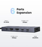UGREEN USB C HUB 10Gbps 4K60Hz HDMI USB3.2 PD100W USB Splitter for Laptop Macbook Pro Air iPad Phone Android Docking Station