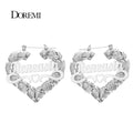 DOREMI 30-90mm Stainless Steel Bamboo Custom Heart Shape Earrings Customize Name Earrings Bamboo Style Custom Hoop Earrings Gift