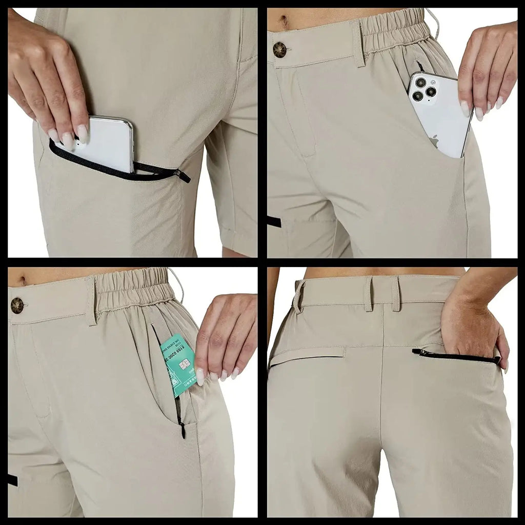 Women's Hiking Cargo Shorts Quick Dry Nylon Shorts Summer Travel Active Golf Shorts with 6 Pockets Water Resistant