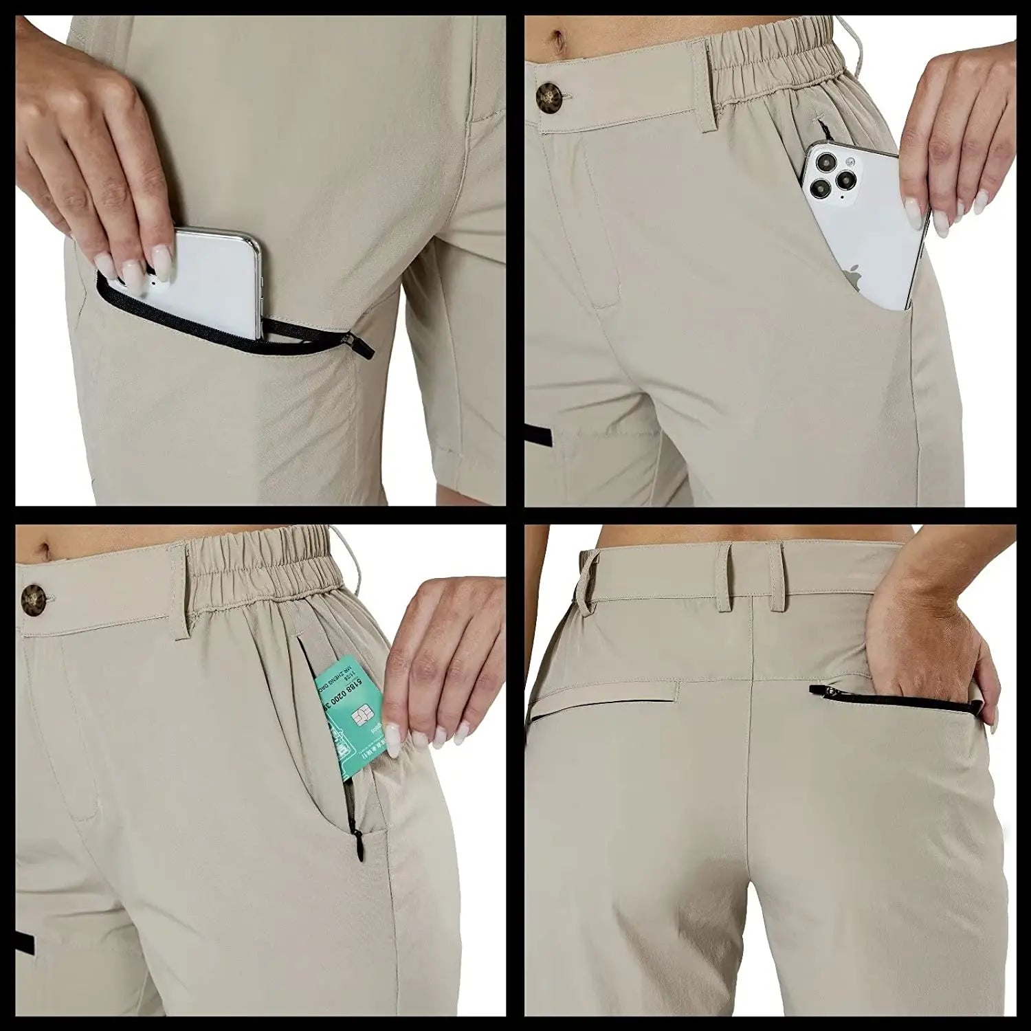 Women's Hiking Cargo Shorts Quick Dry Nylon Shorts Summer Travel Active Golf Shorts with 6 Pockets Water Resistant