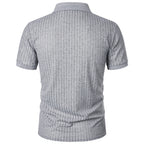 Men's running sports fitness wear summer high stretch vertical short-sleeved POLO shirt slim knit base shirt