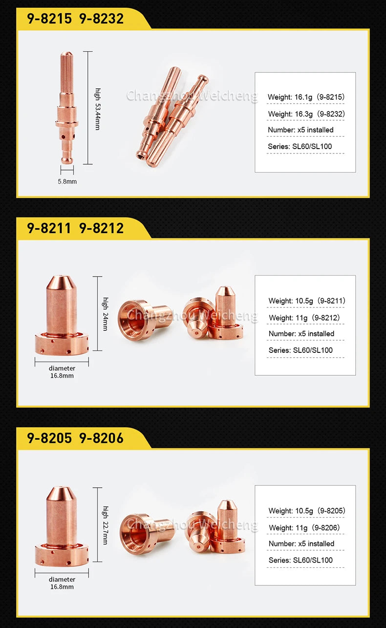 10PCS Hot Sell 9-8215 9-8232 Electrode 9-8205 9-8206 9-8207 9-8208 9-8209 9-8210 9-8211 9-8212 9-8253 Nozzle 9-8238 9-8239