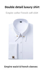 Men's Empire Neck French Cufflink Shirt Slim Fit Business Dress Assorted Cufflinks Lead Needle Large Tip Neck Men's White Shirt