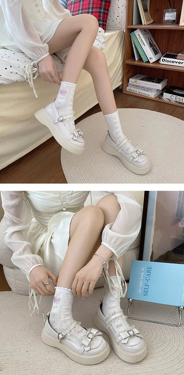 2025 New Fashion Buckle Women's Pumps Spring Autumn Mary Jane Solid Butterfly Knot Platform Casual Round Toe Ladies Shoes