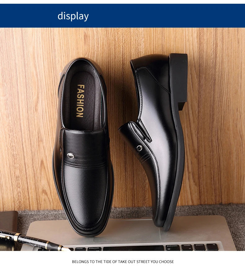 Men's Breathable Hollow Out Elevator Dress Leather Shoes Spring Summer 6cm Height Increase Business Slip-On Formal Office Shoes