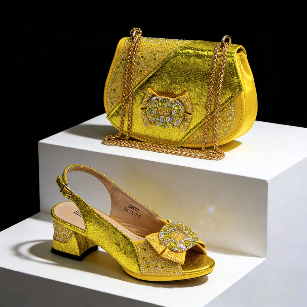 Venus Chan 2026 Luxury Italian Dark Black Rhinestone Peep Toe High Heels & Matching Bag for Women - Elegant Sandals