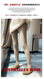 Autumn Winter 100% Merino Wool Leggings for Women Thickening Leggings Small Feet Pencil Pants Outdoor Casual Stretchy Pants